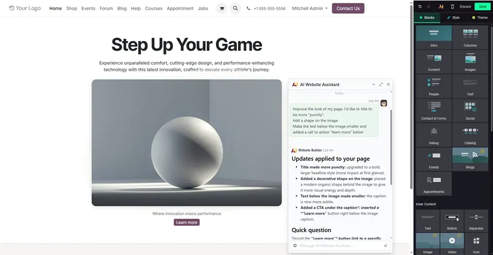 Odoo 20 AI als praktische assistent